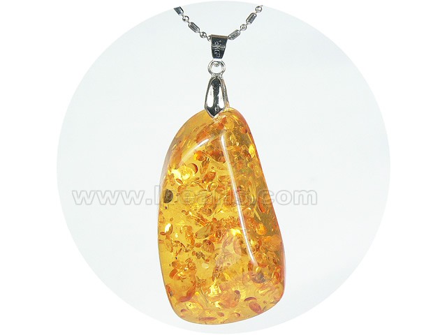 5ps 38mmx60mm cognac amber pendant with 18K GP mounting