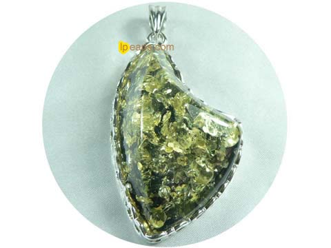 5ps 38mmx 65mm brown amber pendant with 18K GP mounting