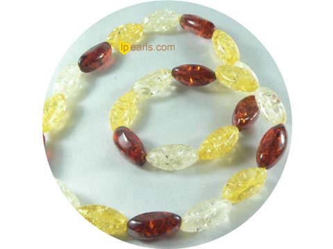 9mm multi-color ellipse shape amber strand on wholesale