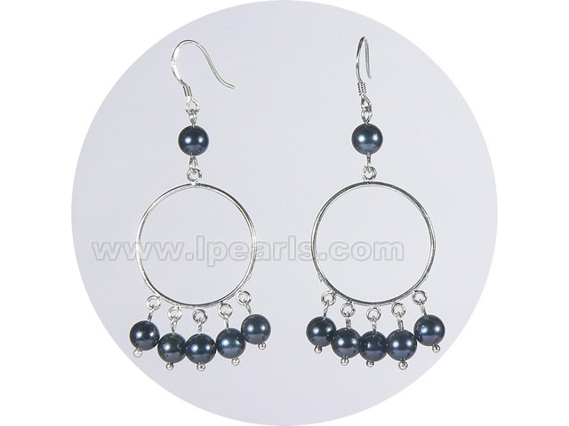 5.5-6mm black round akoya pearl earrings wholesale