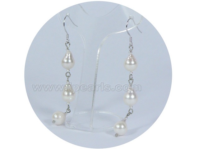 wholesale 7-7.5mm white baroque akoya pearl earrings