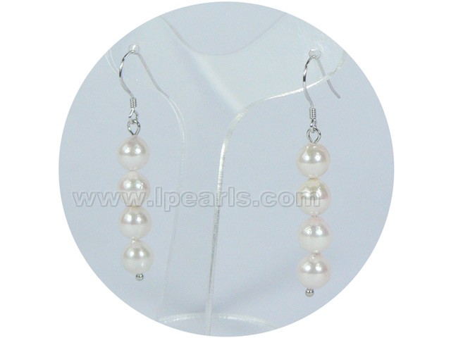 wholesale 6-6.5mm white round akoya pearl earrings
