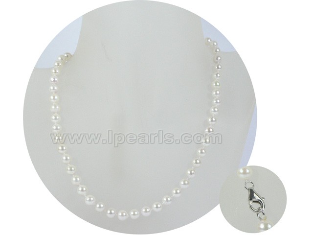 wholesale 6-6.5mm white round akoya pearl necklace