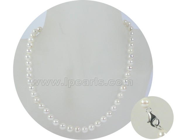 wholesale 6.5-7mm white round akoya pearl necklace