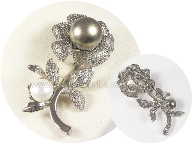 2.5*6cm beautiful bronze helianthus shape shell pearl brooch