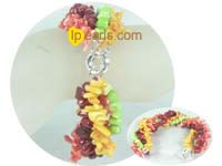 four strands twisted coral pearl bracelet
