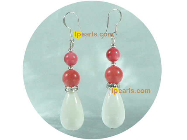 wholesale pink coral and white giant clam shell earrings