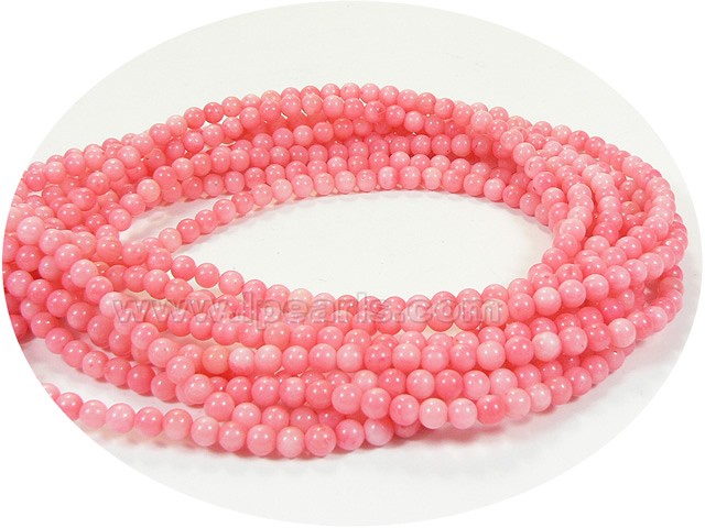 3.5-4mm pink round coral strand
