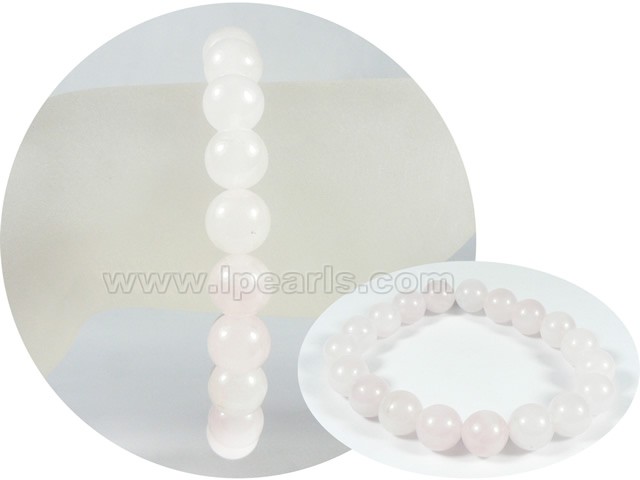 10mm natural pink round crystal stretchy bracelet