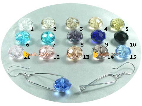 oblong shape sterling silver dangling earrings with 8x12mm cryst
