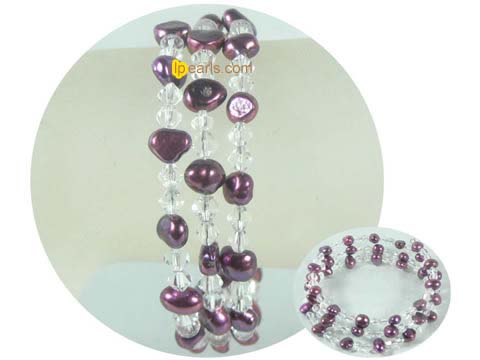wine red smooth on both sides freshwater pearl bracelet
