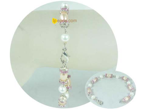 rice shaped pearl jewelry bracelet with zircon