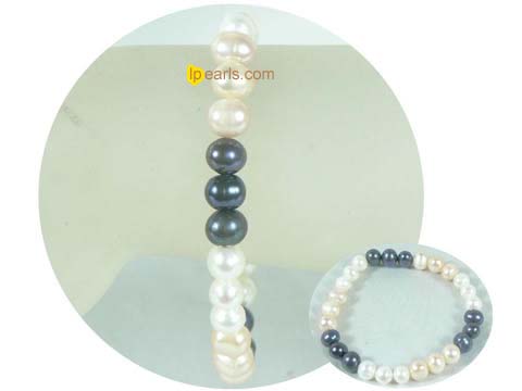 7-8mm three different color potato pearl stretch bracelet
