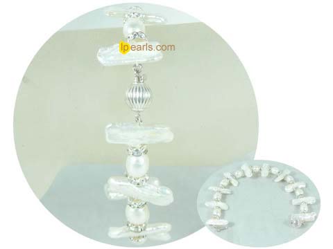 7*20 white Biwa jewelry pearls bracelet