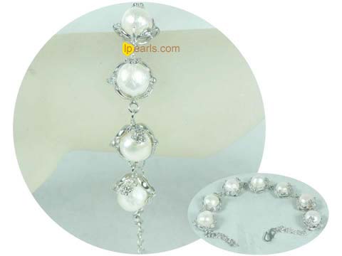 white irregular freshwater pearl bracelet wholesale