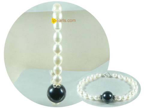 white rice shape cultured freshwater pearl bracelet