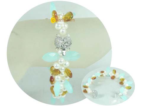wholesale 5-6mm white freshwater jewelry pearl bracelet