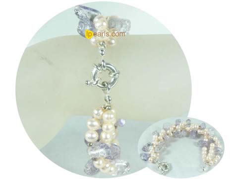 6-7mm pink top-drilled  jewelry pearl bracelet