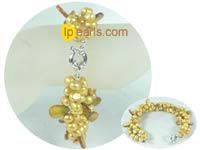 three strands twisted orange blister jewelry pearl bracelet