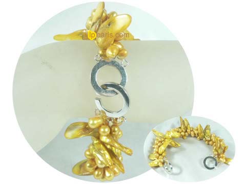 yellow color fresh water jewelry pearl bracelet