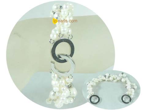 three strands twisted freshwater jewelry pearl bracelet