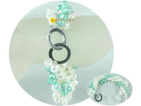 four strands twisted freshwater jewelry pearl bracelet