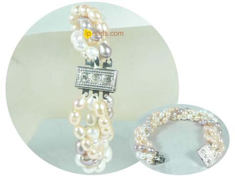 7-8mm white rice jewelry pearl bracelet