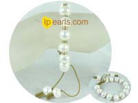 white potato freshwater pearls adjustable knitted bracelet
