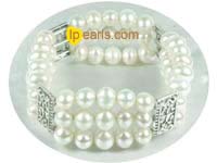 three rows 8-9mm white potato freshwater pearl bracelet