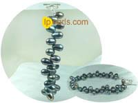 peacock green color 5-6mm top drilled freshwater pearl bracelet