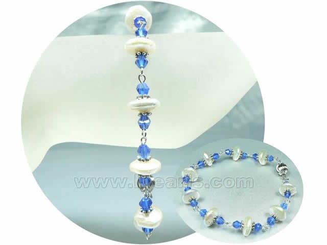 royal 10mm white coin freshwater pearl brecelet