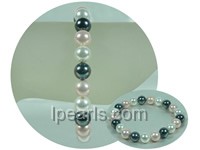 8mm multi color round shell pearl stretch bracelet