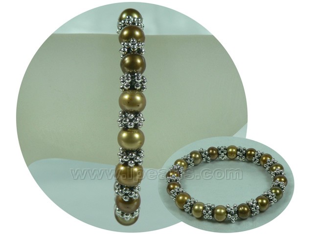 8-9mm coffee potato freshwater pearl stretch bracelet