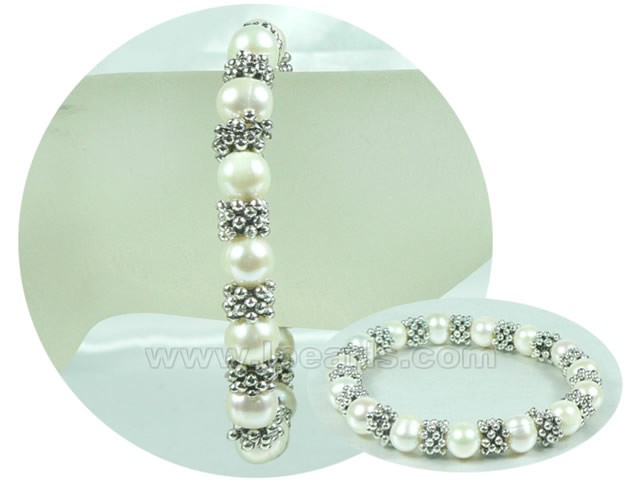 natural 8-9mm white potato pearl stretch bracelet