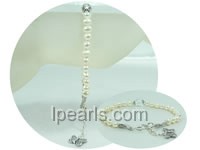 adjustable 6-7mm white potato pearl and crystal bracelet