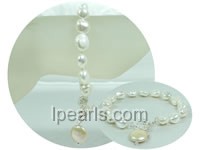 white keishi and coin freshwater pearl bracelet
