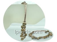 shiny 7-8mm coffee nugget pearl stretchy bracelet