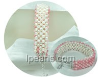 multi-use coral and white potato freshwater pearl bracelet