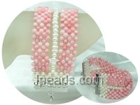 elegant style mixed pink coral and white potato pearl bracelet