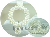 watch-shaped knitted 4-5mm white potato pearl bracelet