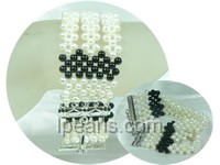 royal style black agate and white potato pearl bracelet