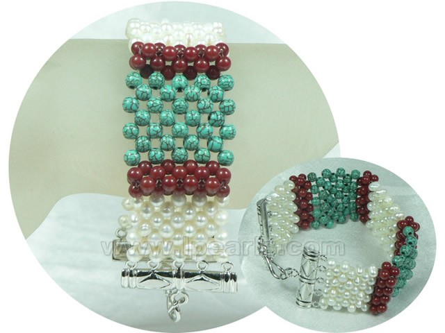 handmade 4-5mm white potato freshwater pearl bracelet