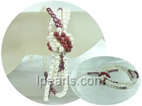 multi strands white potato pearl and purple rice pearl bracelet