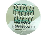 green turquoise and white potato pearl knitted bracelet
