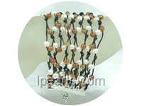 cute red agate and white potato pearl knitted bracelet