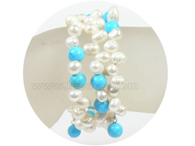 6-7mm white top-drill freshwater pearl bracelet on wholesale