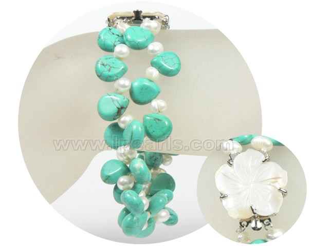 5-6mm white top-drill freshwater pearl bracelet on wholesale