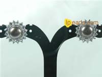 8-8.5mm purple pearl earrings with 18K GP mounting and zircon