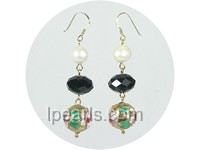 8-9mm white freshwater pearl earrings with cloisonnes