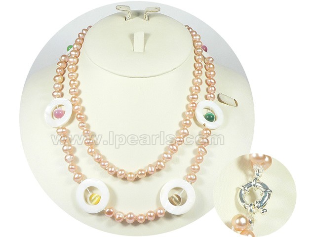 potato shape 7-8mm freshwater pearl necklace wholesale